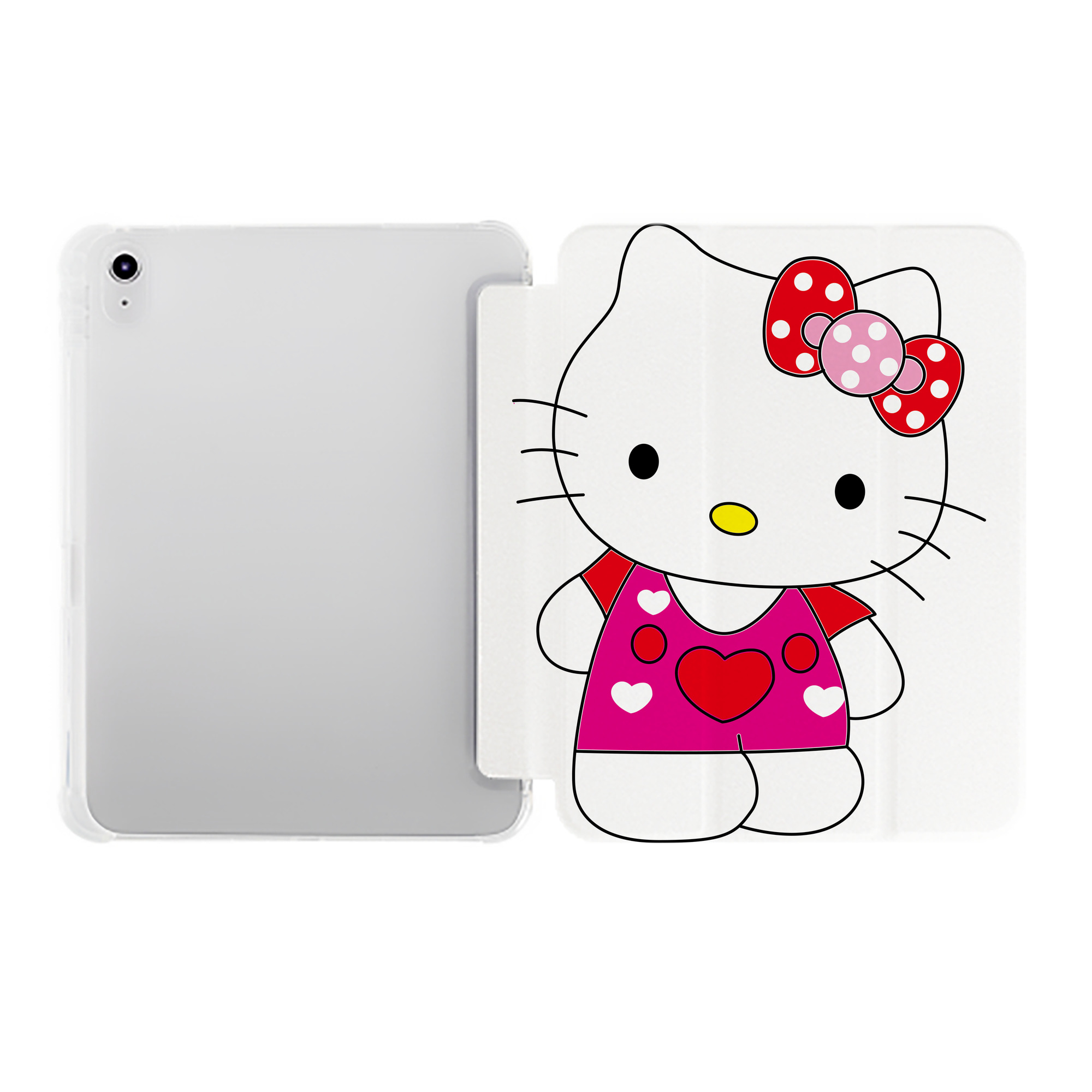 （画像用） Hello Kitty ハローキティ IPad ケース ペン収納付き 三つ折りスタンド PUレザー×シリコン 対応機種9.5/10.5/10.9インチ